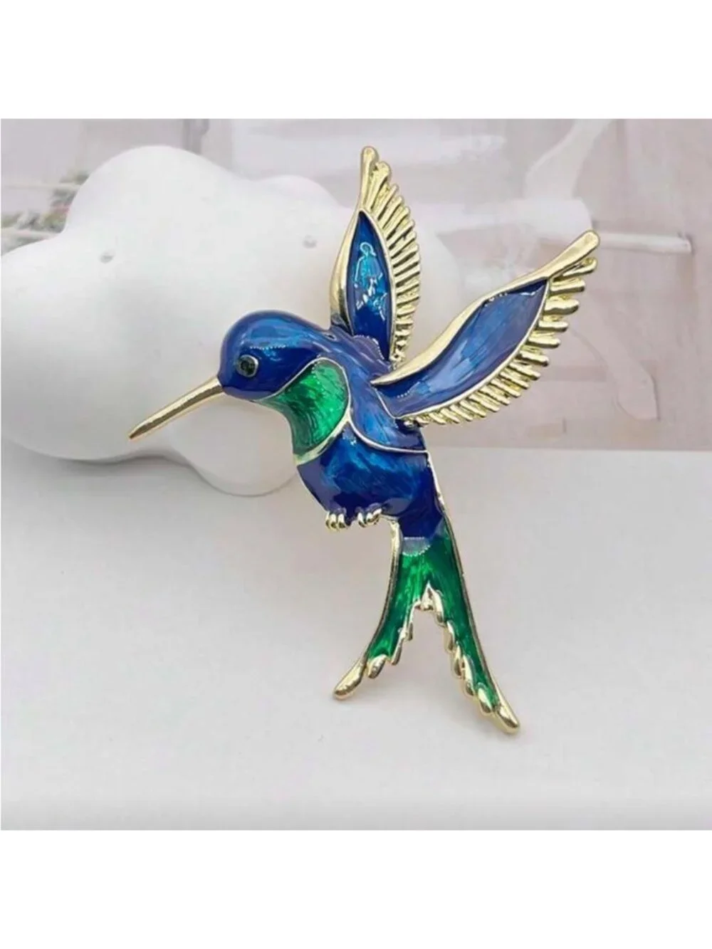 Blue and Green birds brooch Q595